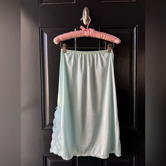 VTG Sears Light Blue Lace Slit Half Slip Size M - Picture 6 of 12